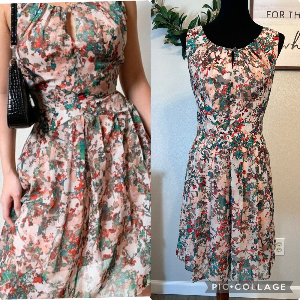 Jessica Simpson Elegant pink blue and green knee length Dress size 14